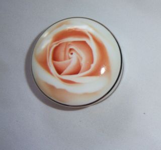 Diana Princess Of Wales Althorp Rose Trinket / Pill Box With Red Rose,  Gold Trim