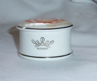 Diana Princess of Wales Althorp Rose Trinket / Pill Box with red rose,  gold trim 2