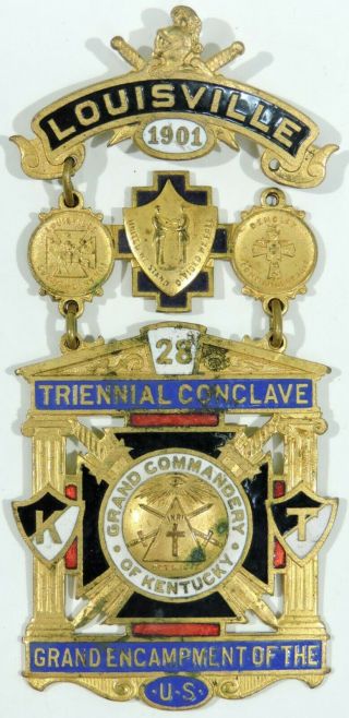 Knights Templar 28th Grand Encampment Medal,  1901,  Louisville