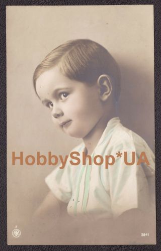 Old Antique Glamour Postcard Photo Portrait Children Child Pretty Young Boy
