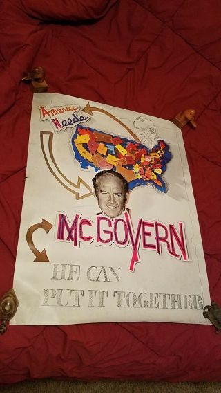 Campaign Poster George Mcgovern For President,  1972 Decent Shape