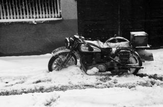 B&w 35mm Negative Ww2 1939 German Luftwaffe Motorcycle,  Germany