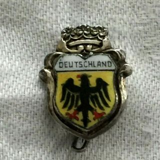 Vtg Deutschland Lapel Pin Souvenir Travel Ski Germany Crown Shield Hat Pinback