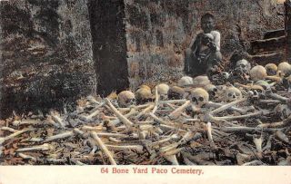 Manila Philippines Paco Cemetery Bone Yard Child With Skull Postcard Jf685741