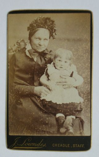 Cdv.  Portrait Of A Grandmother & Granddaughter.  J.  Lowndes,  Cheadle.  1880s