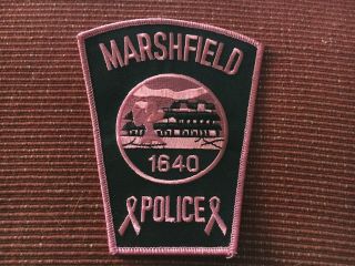 Police (massachusetts) Marshfield Shoulder Patch Pink Breast Cancer Awareness