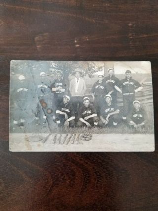 Circa 1910 Dowling Michigan Baseball Team Real Photo Postcard