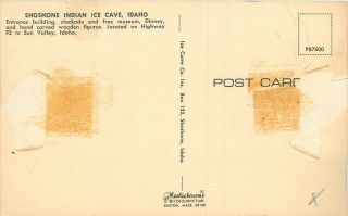 Shoshone Indian Ice Cave Sun Valley ID Idaho Roadside Postcard 1950s 2