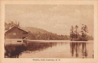 Lake Luzerne York Casino Scenic View Vintage Postcard Ja4741560