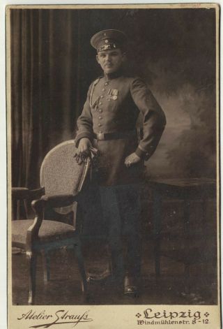 Cabinet Card Of A German Officer Wearing The Iron Cross Leipzig 1890 