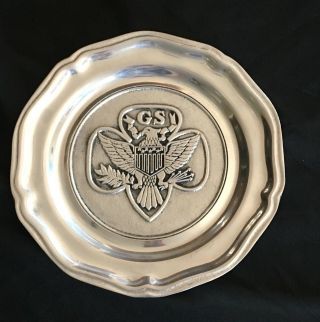 Vintage Girl Scouts Logo Pewter Plate Collectible Wilton 7” 1980’s