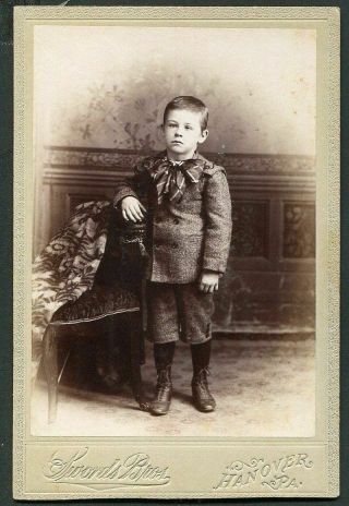 ANTIQUE CABINET PHOTO HANDSOME LITTLE VICTORIAN BOY w KNICKERS of HANOVER PA 2