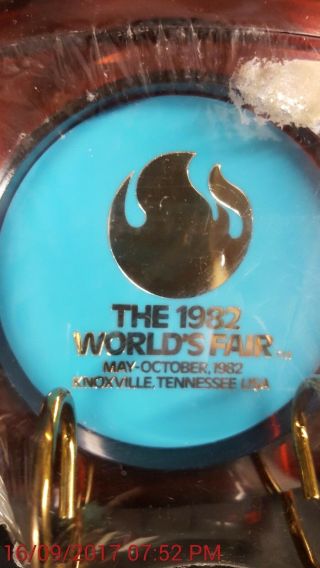1982 World’s Fair Plastic Coasters With Metal Holder Made In U.  S.  A.