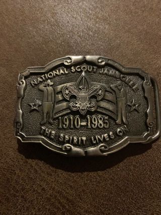 Vintage 1985 Boy Scouts Of America 75th National Jamboree Leather Belt Buckle