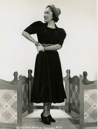 Fashionable Hollywood Superstar Gloria Swanson Vintage 1937 Glamour Photograph 3