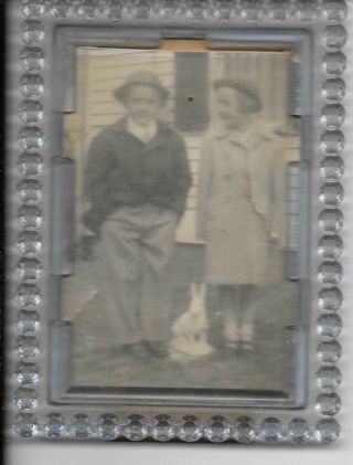 3 By 4 Photo Of Young Kids Dressed As Adults In Plastic Frame Circa 1930s