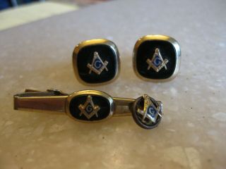 Vintage Masonic Tie Clip,  Tie Tack,  Anson Cufflinks /