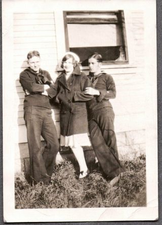 Vintage Photograph 1931 Flapper Girls Navy Sailor Men San Diego California Photo