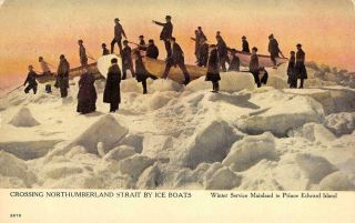 Crossing Northumberland Strait By Ice Boats Prince Edward Island C1910s Postcard
