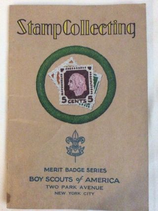 Boy Scout Stamp Collecting Merit Badge Pamphlet Brown Vintage 1936 Cond