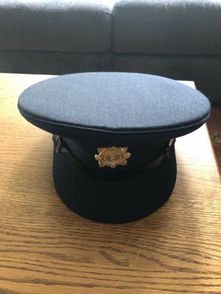 Irish Ireland Police Officer Visor Peaked Hat W/ Badge - Euc Sz 7 1/4