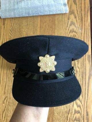 Irish Ireland POLICE OFFICER VISOR PEAKED HAT w/ BADGE - EUC sz 7 1/4 2
