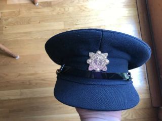 Irish Ireland POLICE OFFICER VISOR PEAKED HAT w/ BADGE - EUC sz 7 1/4 5