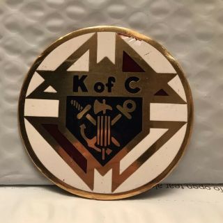 Knights Of Columbus K Of C Car Emblem Vintage Blue Gold Logo Metal Sticker 3.  25”