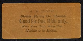 19th C.  Ticket For J.  B.  Smith 