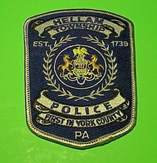 Hellam Township Pennsylvania Est.  1739 Pa Police Patch