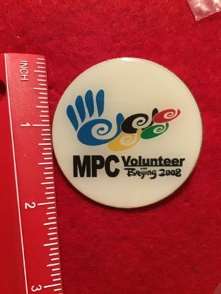 2008 Beijing Olympics Mpc Volunteer Media Olympic Pin Domed