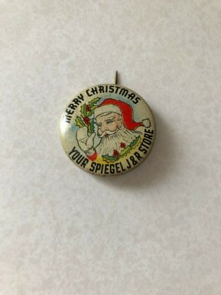Vintage 1940s Santa Merry Christmas Your Spiegel J&r Store 1 - 1/8 " Pinback Button