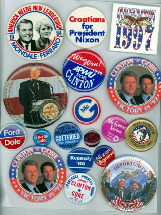 18 Vintage 1968 - 96 Presidential Political Campaign Pinback Buttons Mcg Nixon