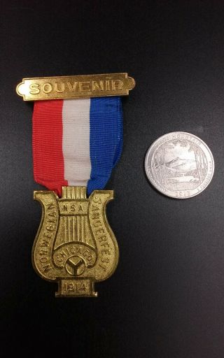 1914 Norway Norwegian Sangerfest Chicago Medal Ribbon Souvenir Nsa