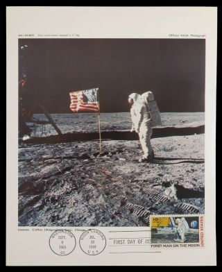 Nasa Apollo 11 Photo 9 " X 7 " As11 - 40 - 5875 & First Day Cover 1969 Fdc C76 Stamp