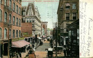 Postcard Westminster Street Scene,  Providence,  Rhode Island - 1907