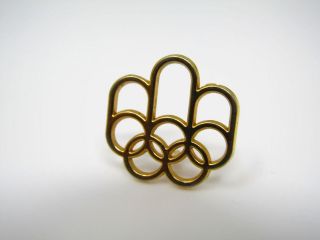 Vintage Collectible Pin: 1972 Gold Tone Olympic Rings Great Design