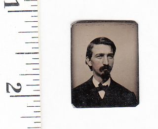 Civil War Era Miniature Gem Tintype Photo.  Man W/mustache.  536l