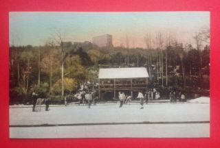 Vintage Pond Hockey Postcard - Pennsylvania - Lake Minausin - Pocono Manor Inn