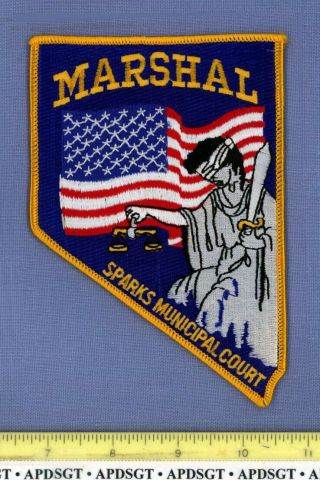Sparks Municipal Court Marshal Nevada Sheriff Police Patch State Shape Us Flag