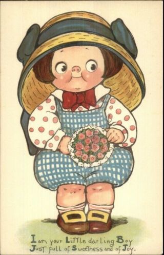 Wiederseim Cute Kid Tuck Bright Eyes Series 241 C1910 Postcard