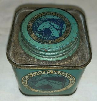 ANTIQUE DR WILLIS MYERS VETERINARY HORSE MEDICINE VET TIN LITHO CAN WENONA IL 2
