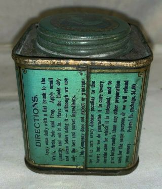 ANTIQUE DR WILLIS MYERS VETERINARY HORSE MEDICINE VET TIN LITHO CAN WENONA IL 4