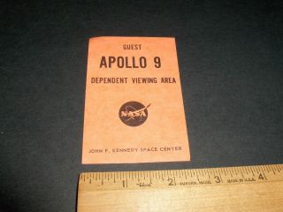 Nasa Apollo 9 Guest Dependent Viewing Area Launch Access Badge 947