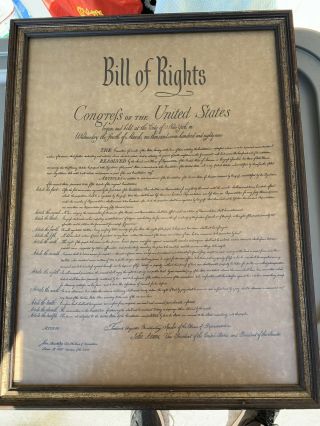 Wooden Framed Bill Of Rights,  Constitution,  Dec.  of Ind.  Set 3