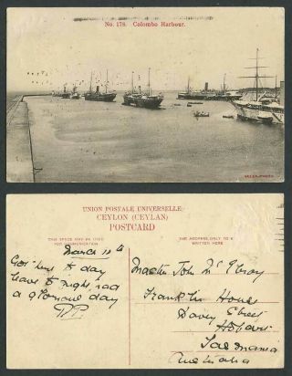Ceylon Old Postcard Colombo Harbour,  Steamers Steam Ships Boats,  Skeen - Photo 178