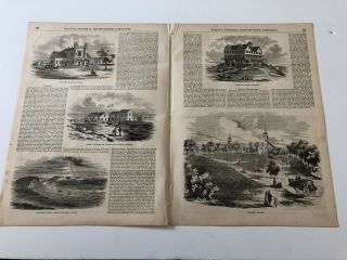1855 Ballou’s Pictorial Print Views Of Cohasset Massachusetts 4819