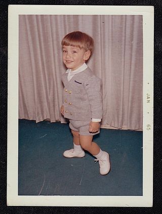 Vintage Photograph Adorable Little Boy Wearing Cute Outfit