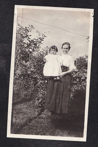 Vintage Antique Photograph Woman Holding Adorable Little Baby in the Garden 2