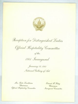 Vtg 1961 President John F Kennedy Inaugural Rec.  Distinguished Ladies Program